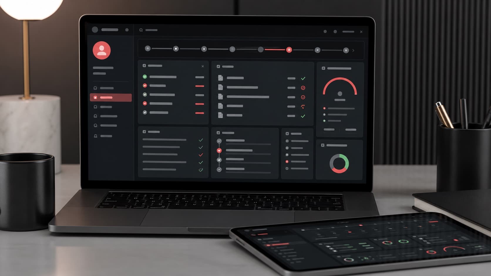 Mockup di dashboard assicurativa con scadenze, documenti e attivita