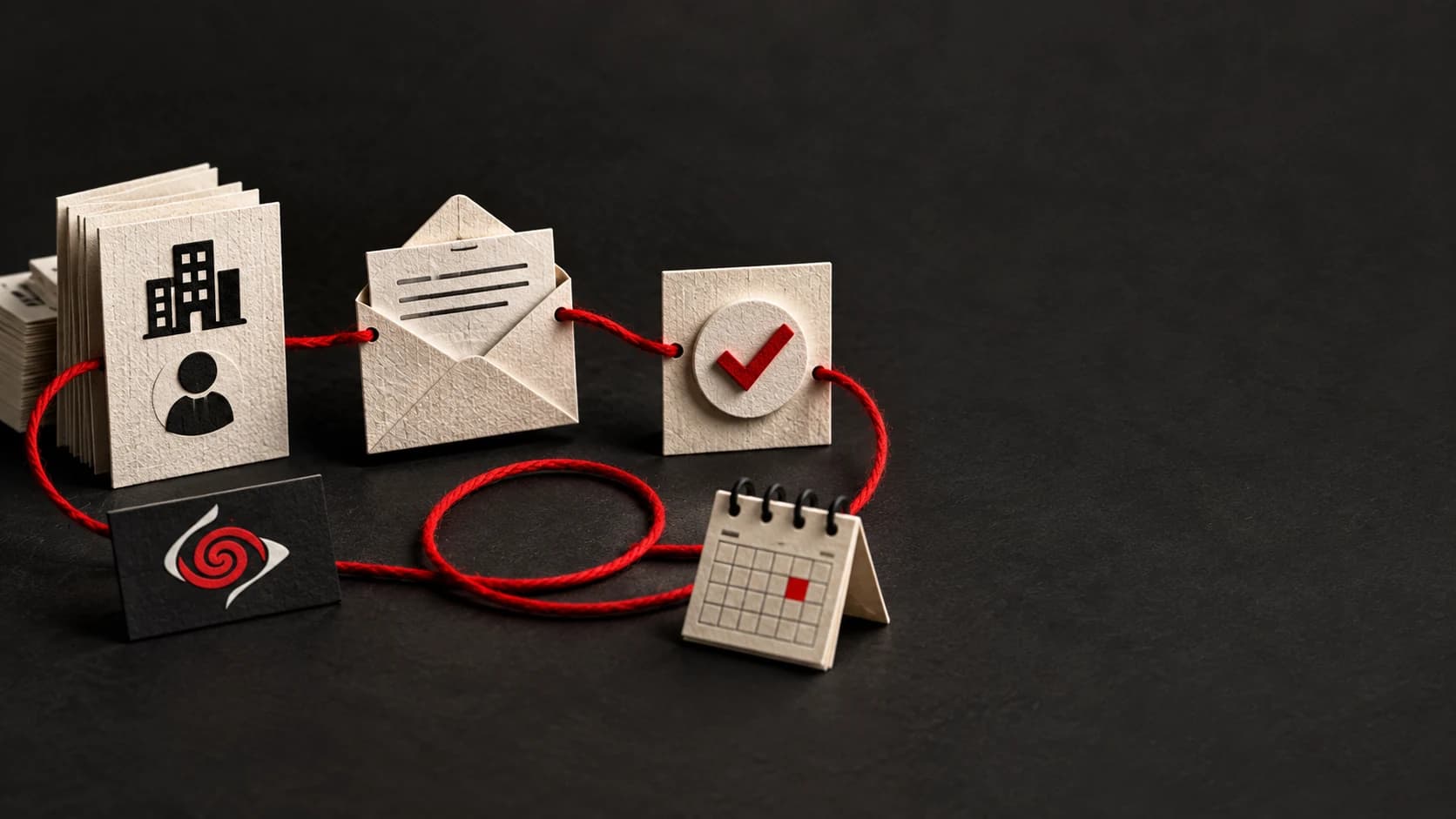Il filo rosso collega ricerca aziende, email, approvazione e ricontatto